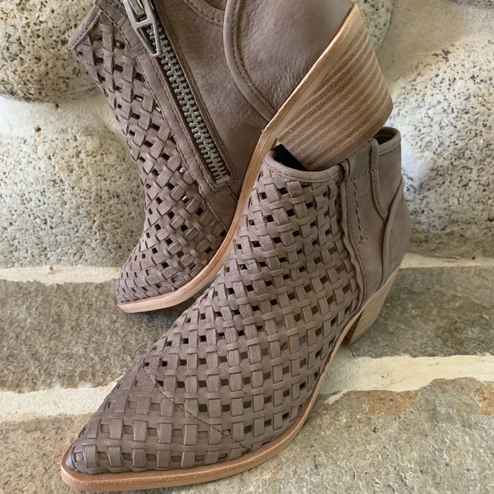 Dolce Vita woven leather heeled booties